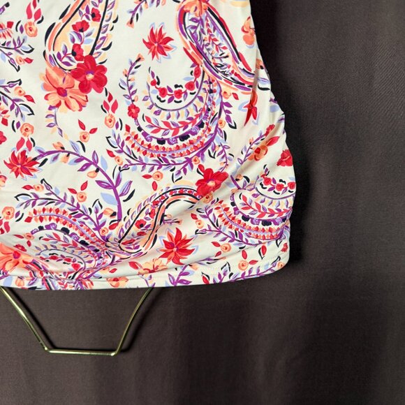 Lands' End Women's 4, 2-10 LONG Underwire Wrap Tankini Top Wood Lily Multi Flora - Picture 5 of 11